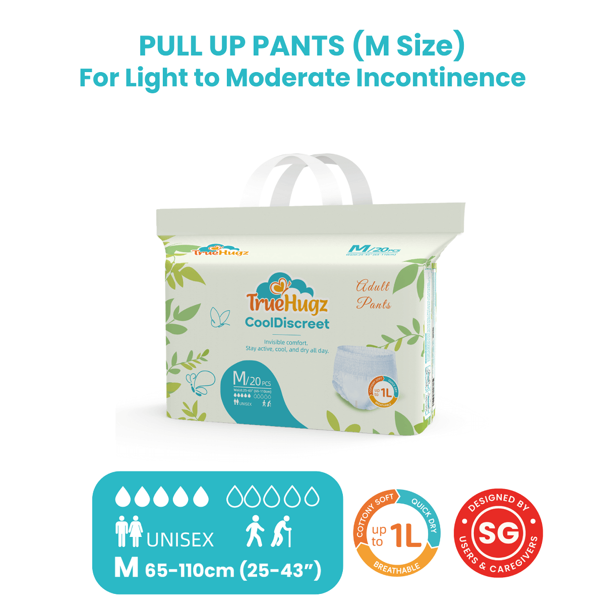 TrueHugz CoolDiscreet (Adult Pull Up Pants – 20 Pieces) - Image 2