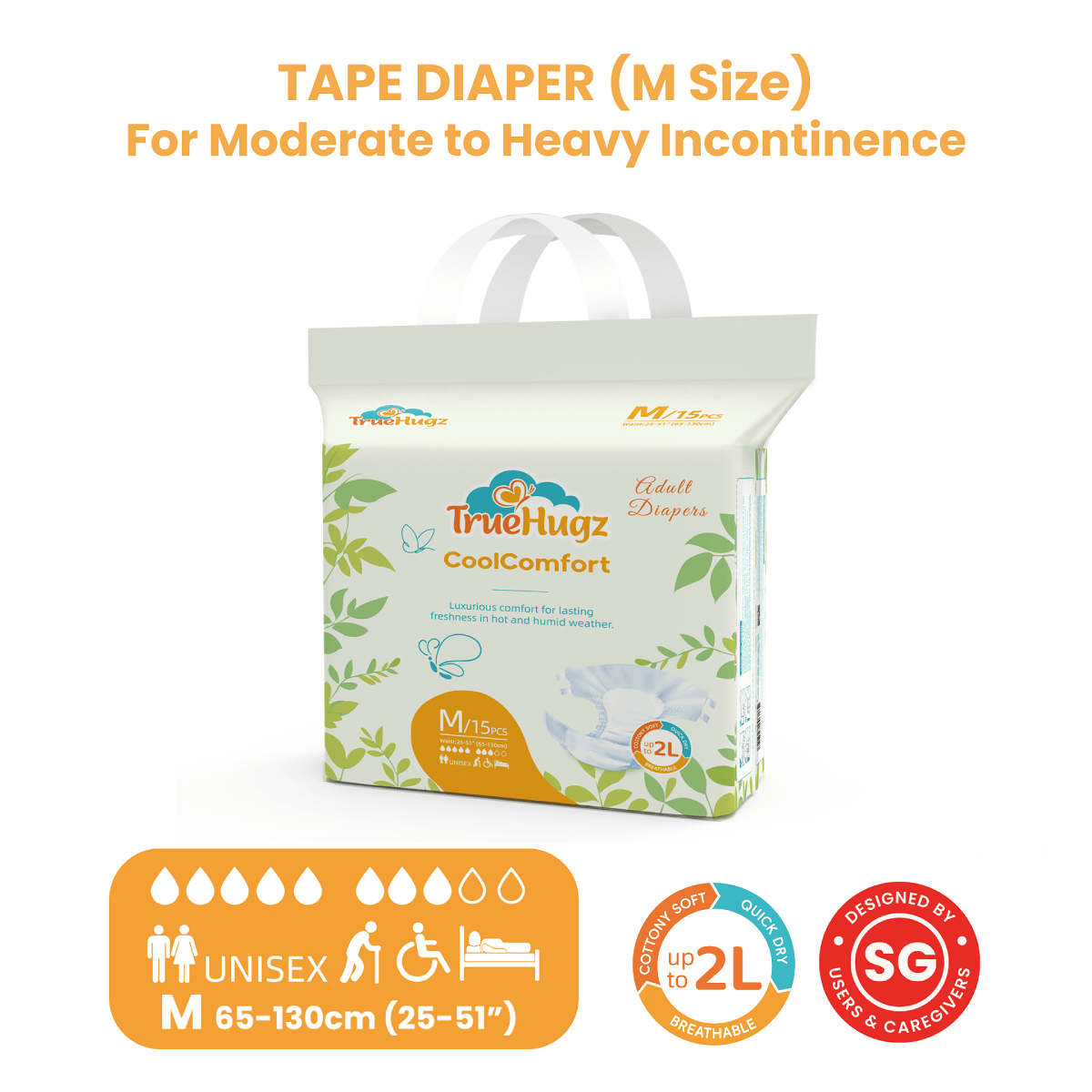 TrueHugz CoolComfort (Adult Diapers – 15 Pieces)