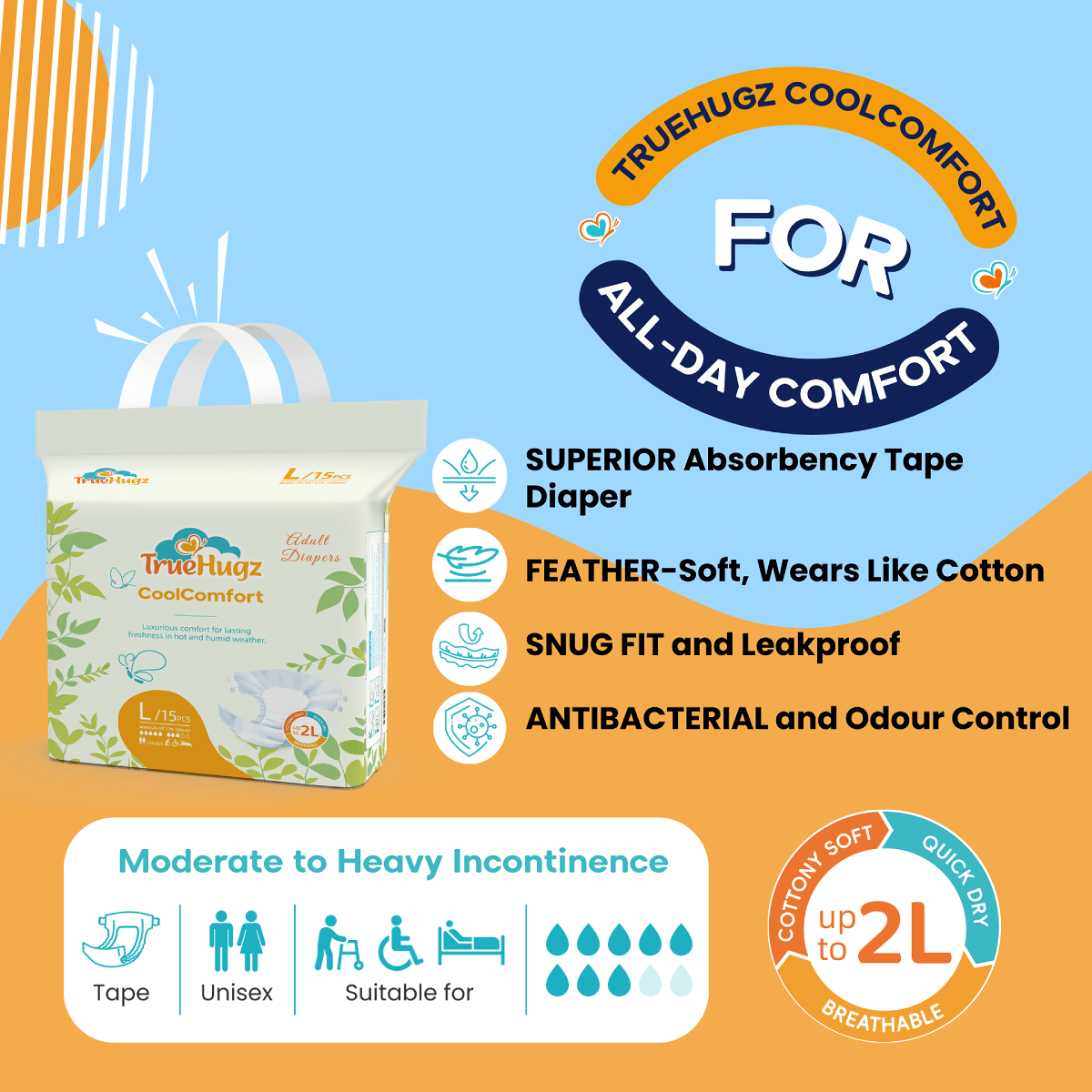TrueHugz CoolComfort (Adult Diapers – 15 Pieces) - Image 6