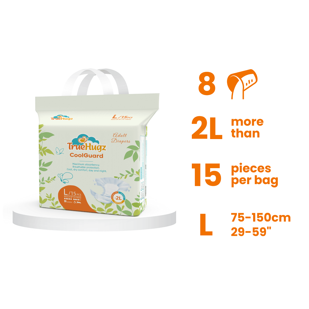 TrueHugz CoolGuard (Adult Diapers – 15 Pieces)