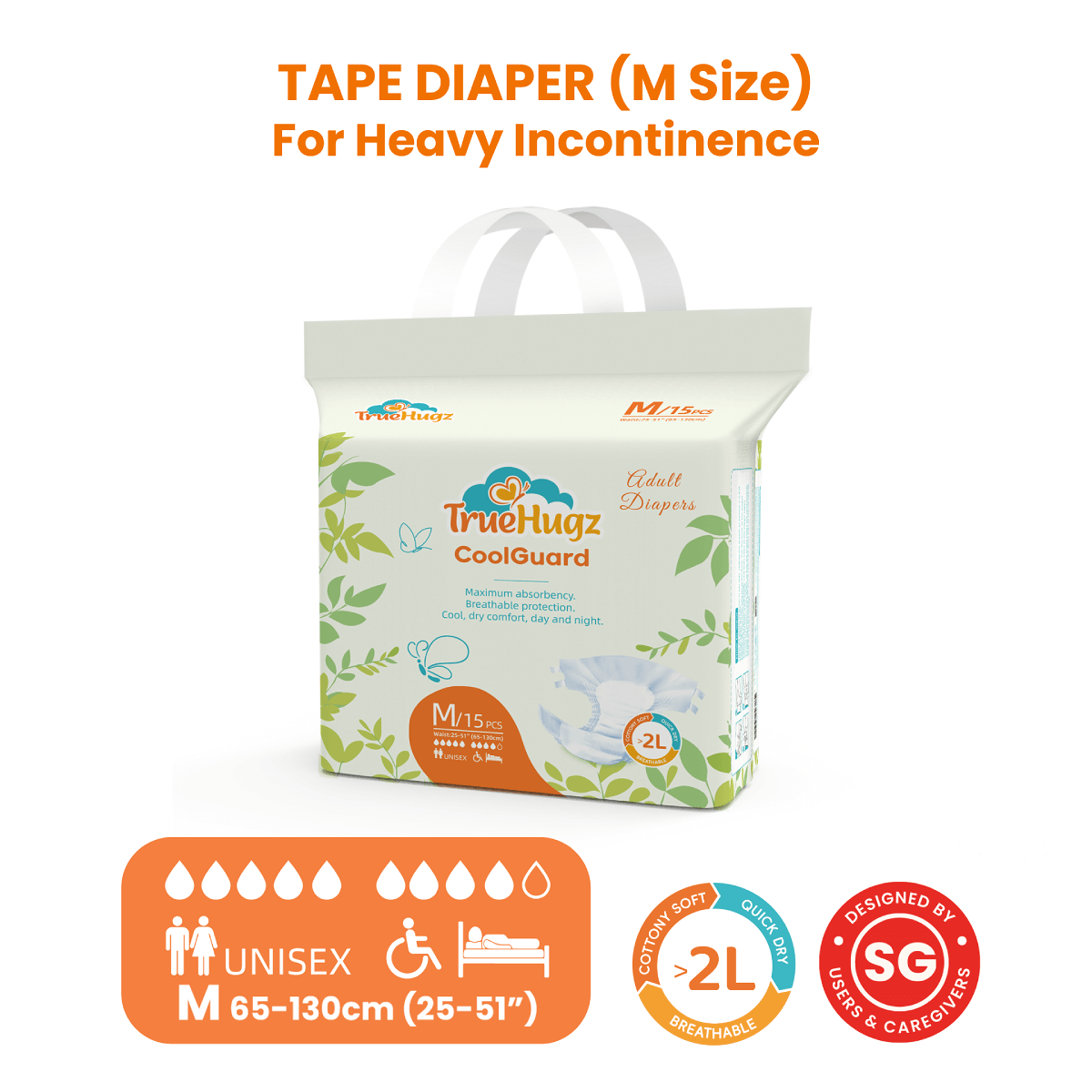 TrueHugz CoolGuard (Adult Diapers – 15 Pieces)
