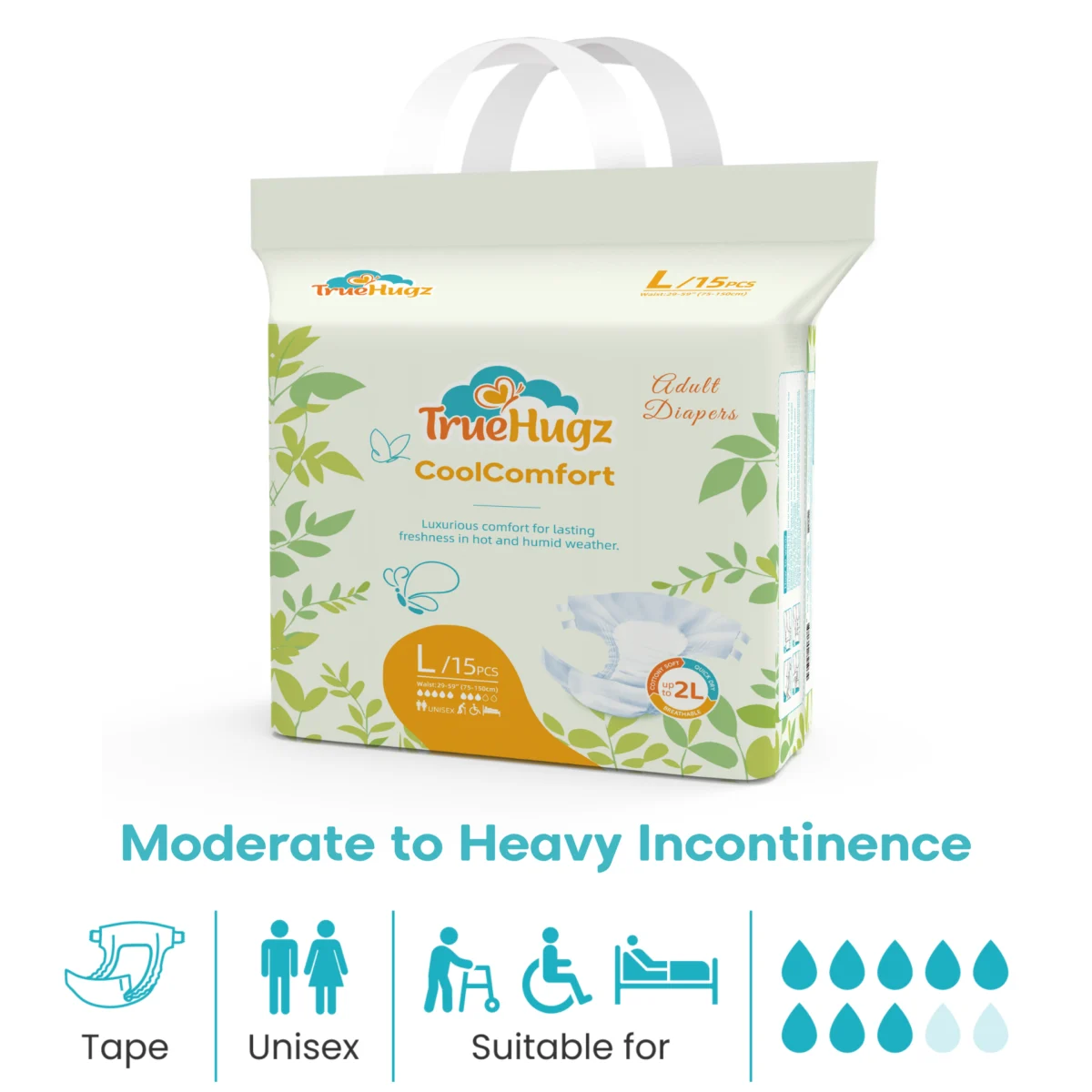 TrueHugz CoolComfort (Adult Diapers – 15 Pieces)
