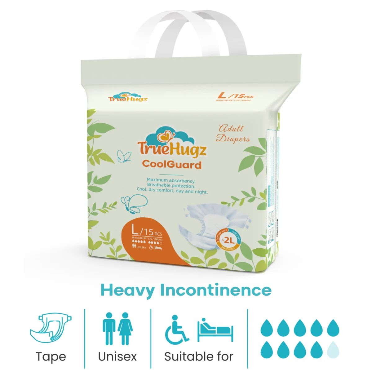 TrueHugz CoolGuard (Adult Diapers – 15 Pieces)